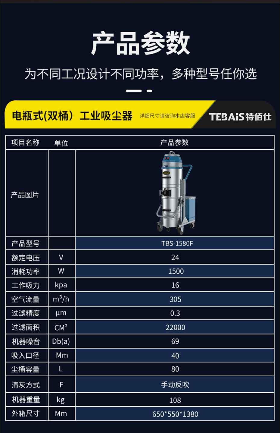 TBS-1080|1580 電瓶式工業(yè)吸塵器